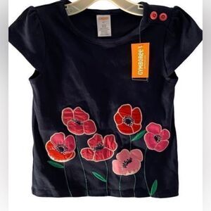 Gymboree NWT girls navy blue embroidered floral top size 4T